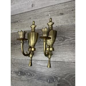 Vintage Andrea By Sadek Brass Wall Sconces Candle Holders 11” ~set Of 2